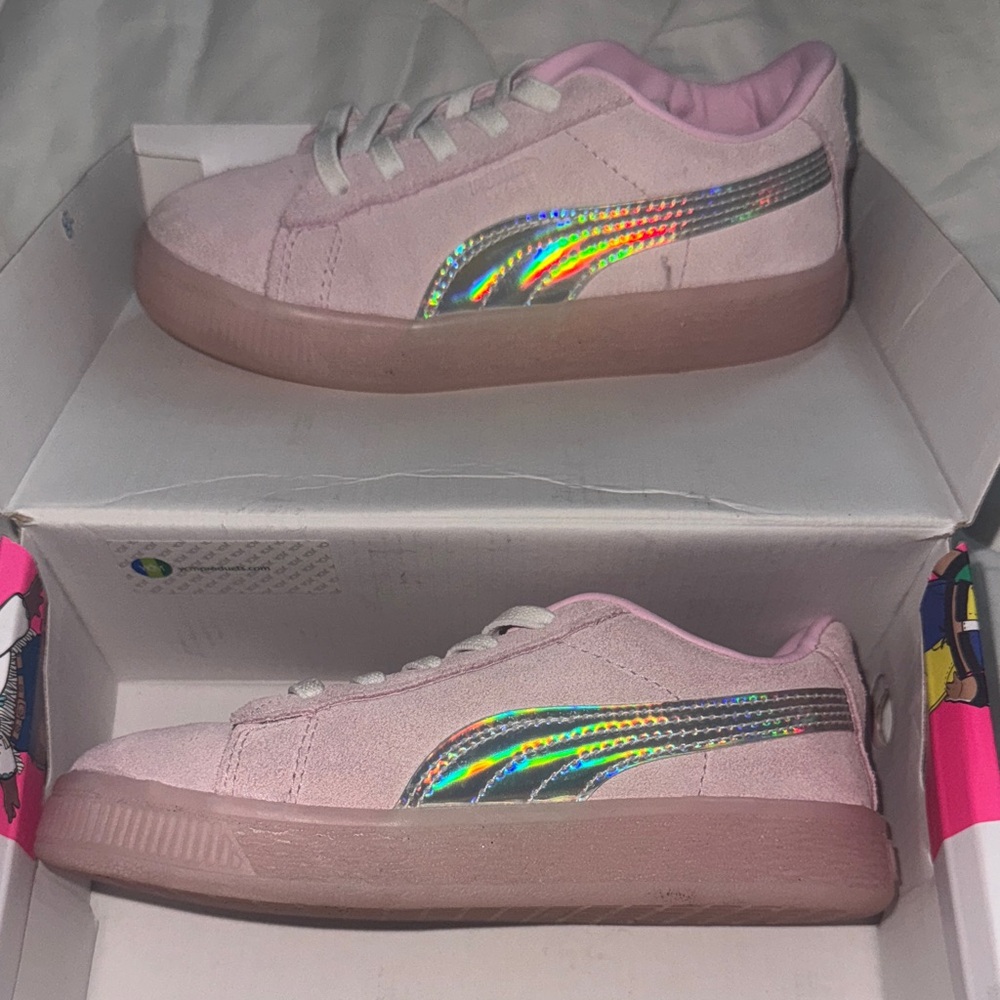 Puma Kids Sneakers in Pink with Silver Accents